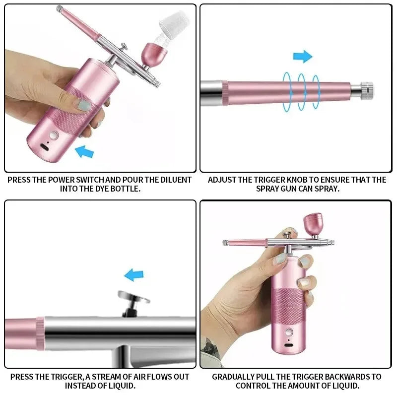 Spray Gun Nail Art Compressor Portable Air Brush Nail Polish Compressor Nail Art Art Cake Painting Process Spray Gun Compressor,