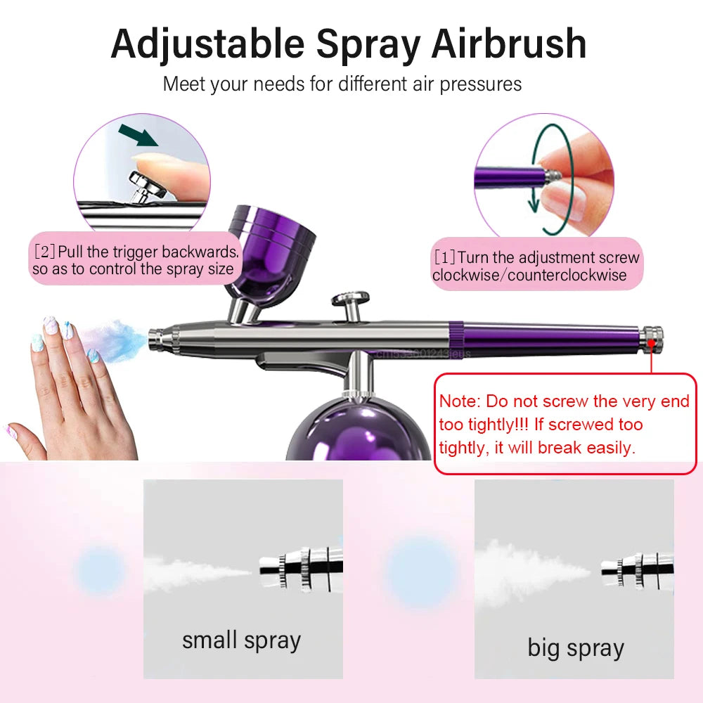 Airbrush Nail With Compressor Portable AirBrush Mini Nano Spray Gun Oxygen Injector for Nail Art Manicure Makeup Painting Tattoo