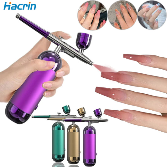 Airbrush Nail With Compressor Portable AirBrush Mini Nano Spray Gun Oxygen Injector for Nail Art Manicure Makeup Painting Tattoo