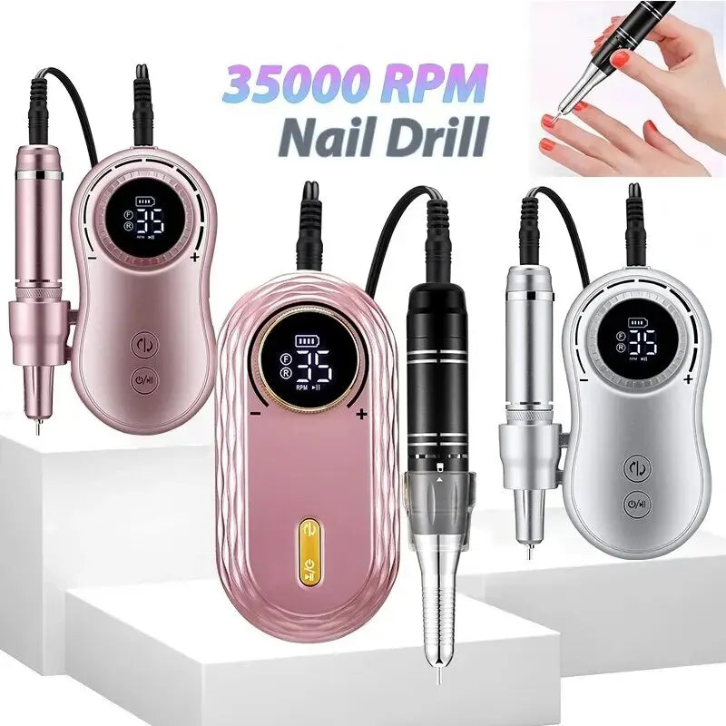 35000RPM Nail Drill Machine Rechargeable Nail File Nails Accessories Gel Nail Polish Sander Professional Tool Manicure Set