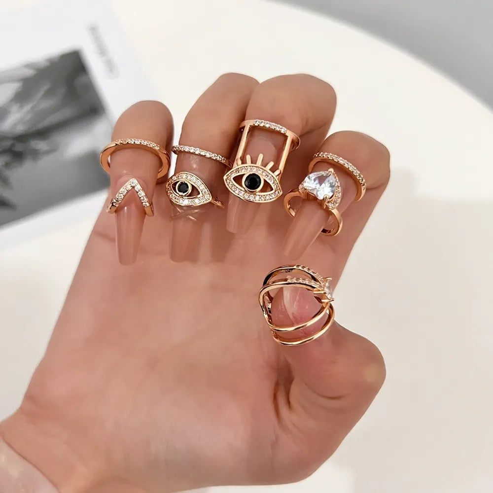 Fashion Women's Crystal Nail Cover Ring Luxury Zircon Manicure Fingertips Joint Fake Nail Rings For Women Party Jewelry Gifts