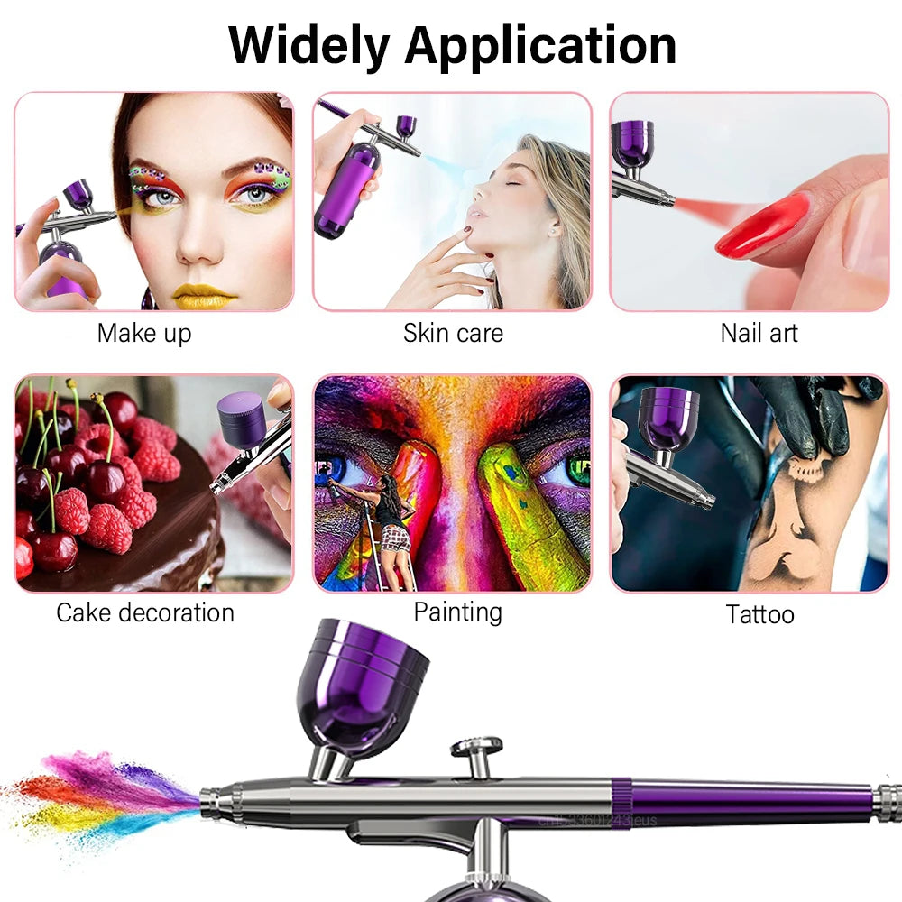 Airbrush Nail With Compressor Portable AirBrush Mini Nano Spray Gun Oxygen Injector for Nail Art Manicure Makeup Painting Tattoo