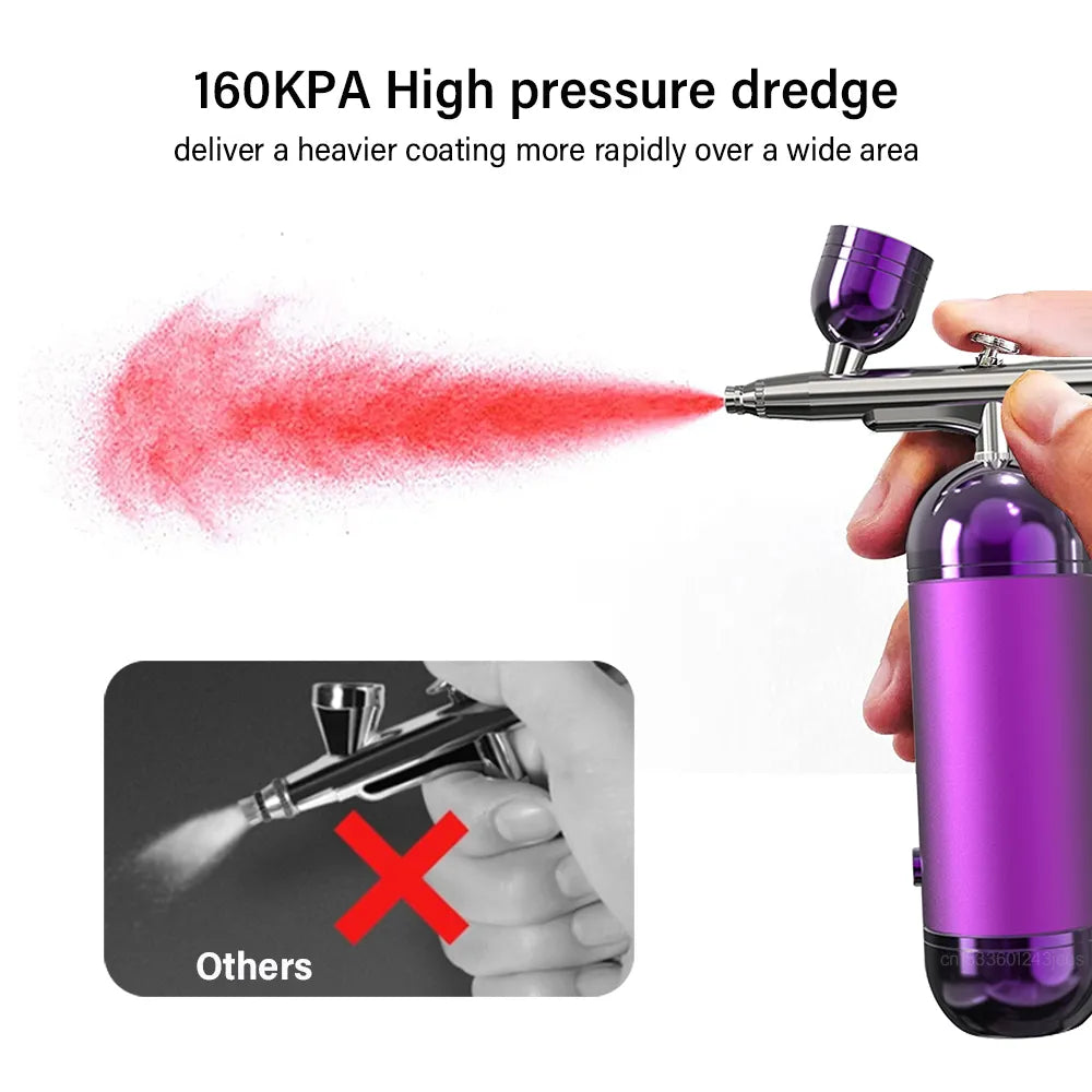 Airbrush Nail With Compressor Portable AirBrush Mini Nano Spray Gun Oxygen Injector for Nail Art Manicure Makeup Painting Tattoo